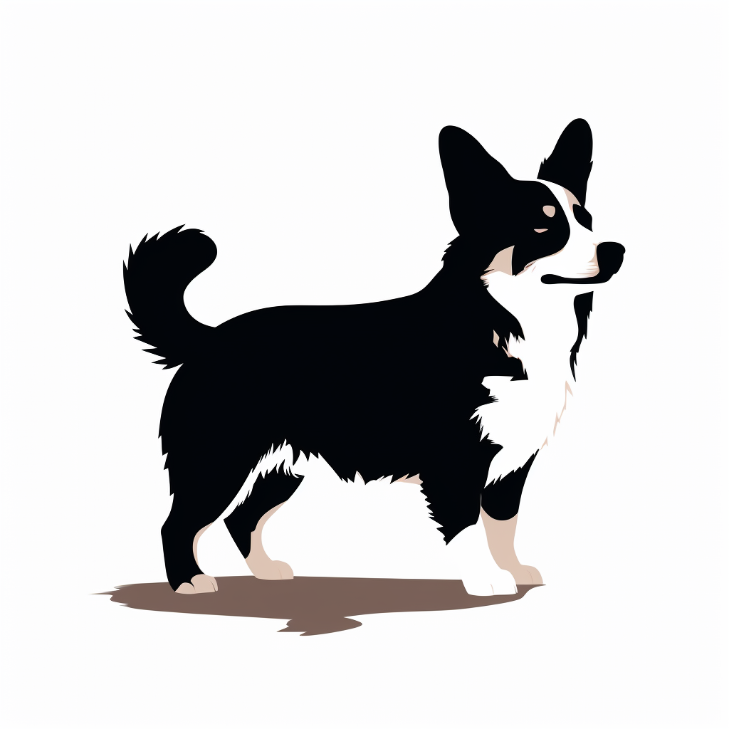 Black Corgi Silhouette on White Background