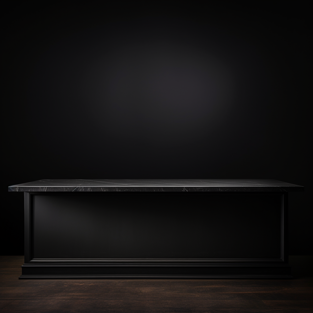 Modern black counter with black background