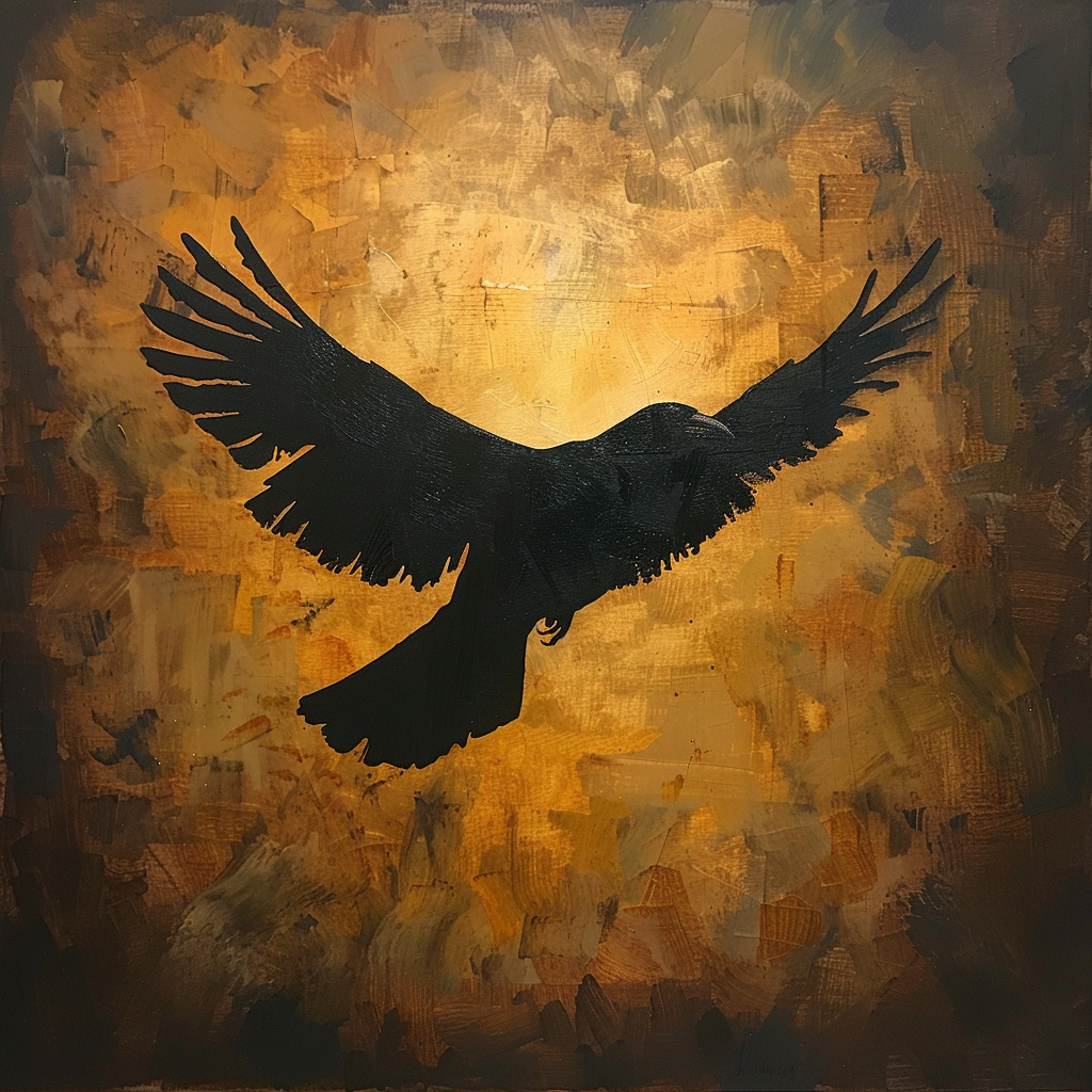 Black Crow Silhouette Painting