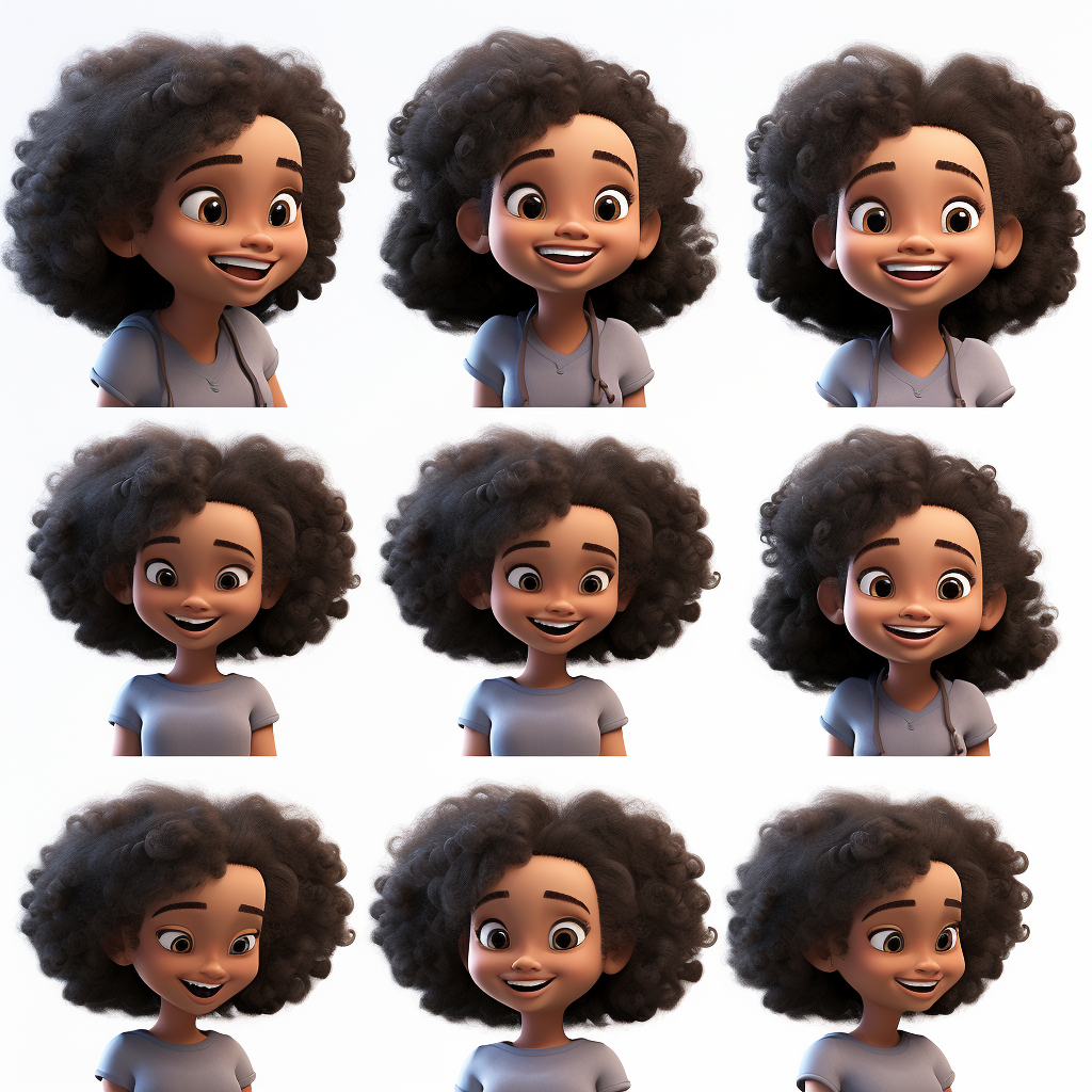 Black Curly Hair Girl Smiling Poses