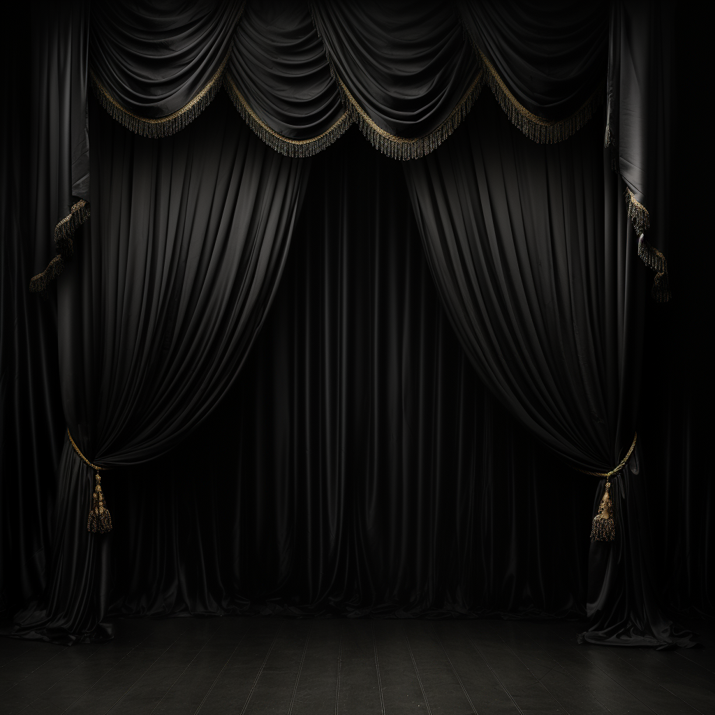 Black curtains on a dark background