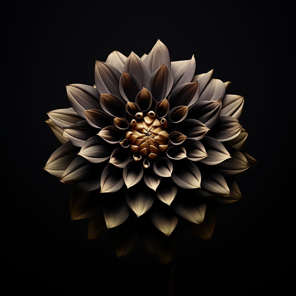 Beautiful black dahlia flower bundle on solid background