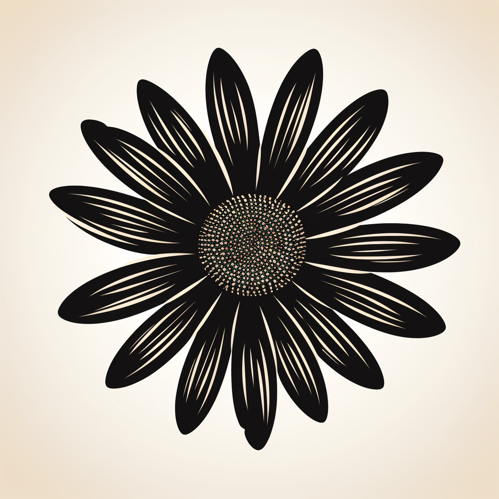 Beautiful black daisy silhouette