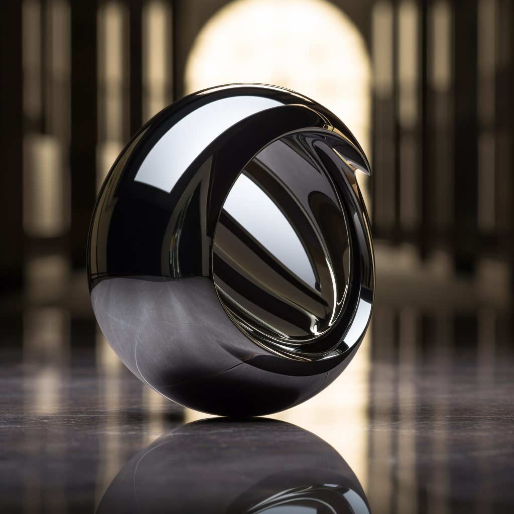 Oval geometric figure on dark chrome surface