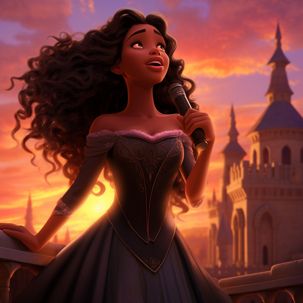 Black Disney Princess Singing Castle Sunset