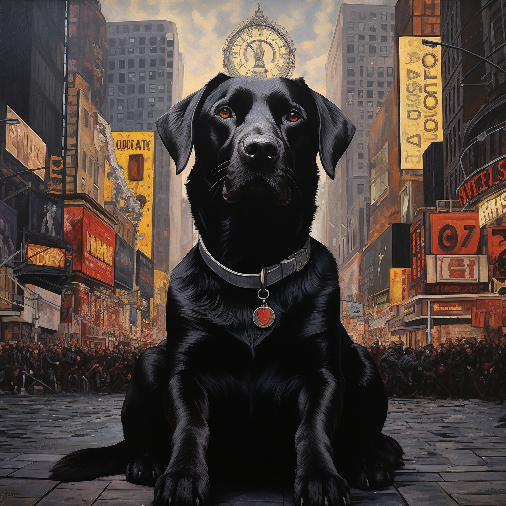 Black dog in peace demonstration city