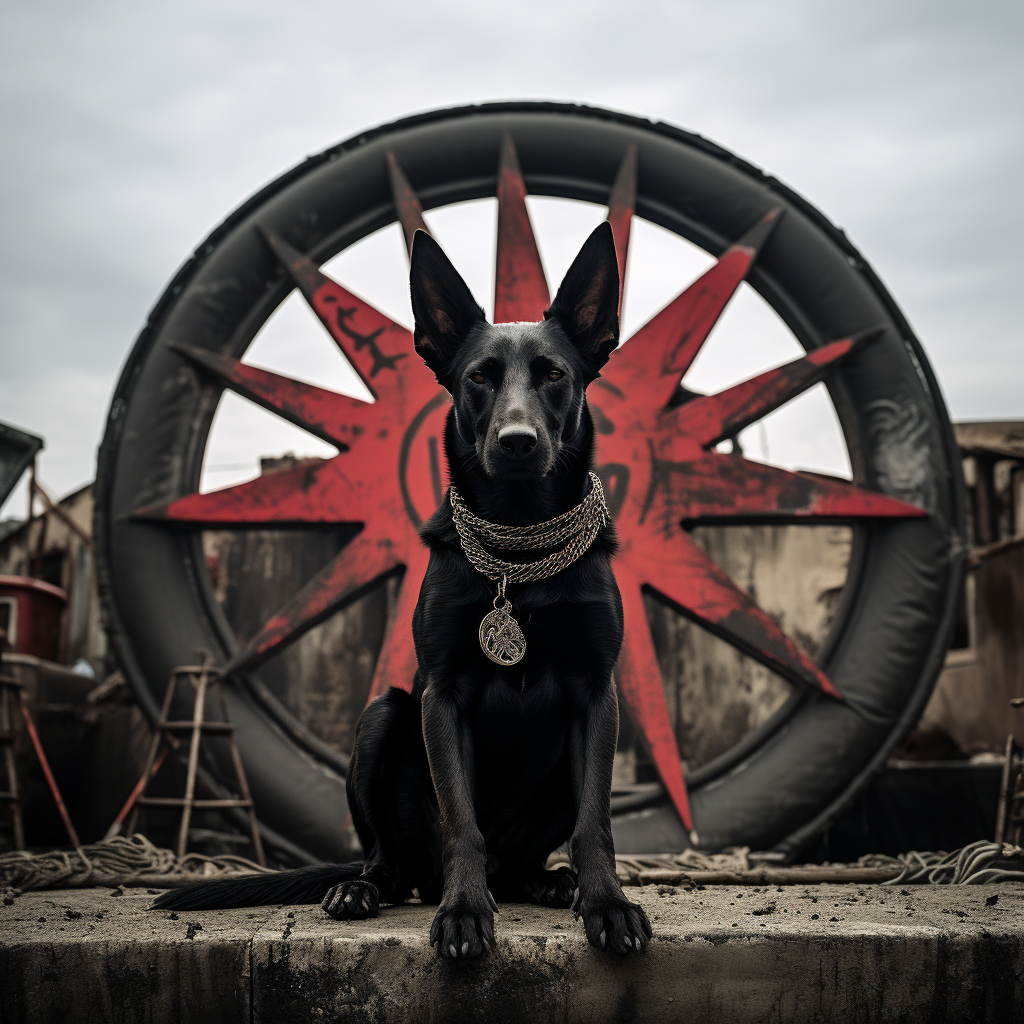 Black dog at peace demonstration