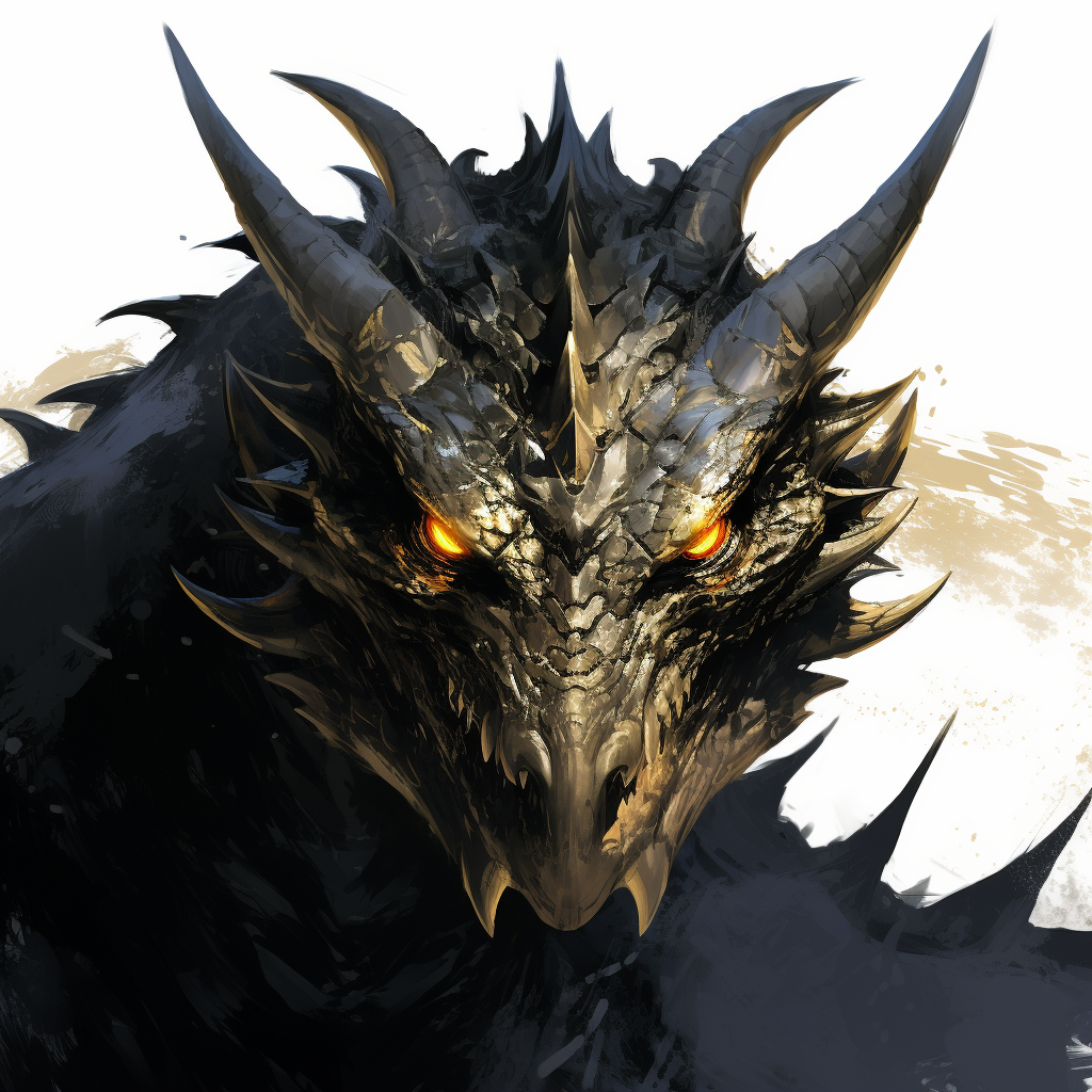 Gentle Black Dragon with Golden Eyes