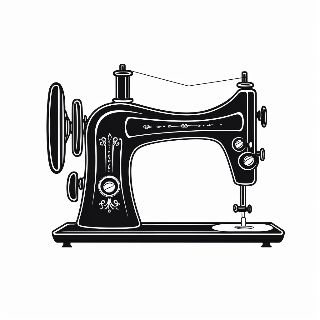 Black Drawing Vintage Sewing Machine Icon