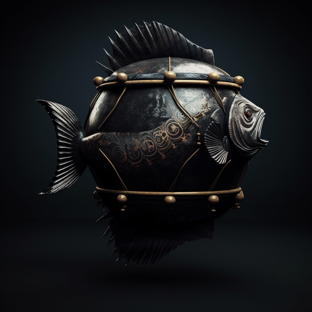 Illustration of a black drum in a dark fantasy style