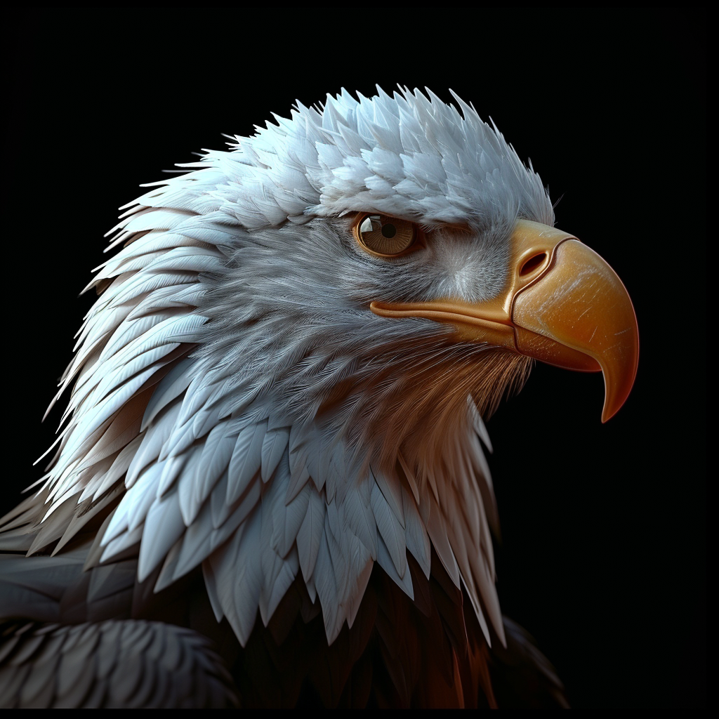 3D black eagle icon on black background