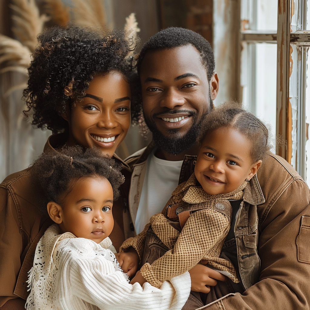 Happy Black Family Outdoors