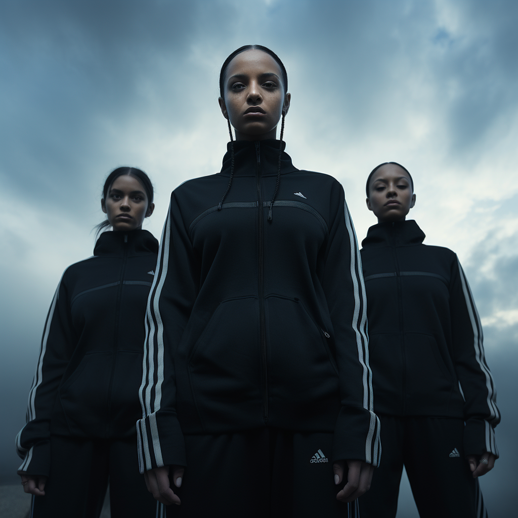 Black female action figure in Adidas tracksuit