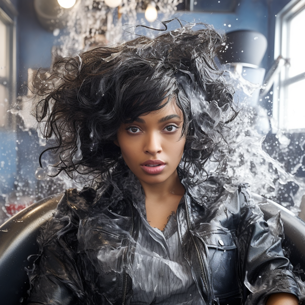 Stylish Black Woman with Messy Hair Salon Look