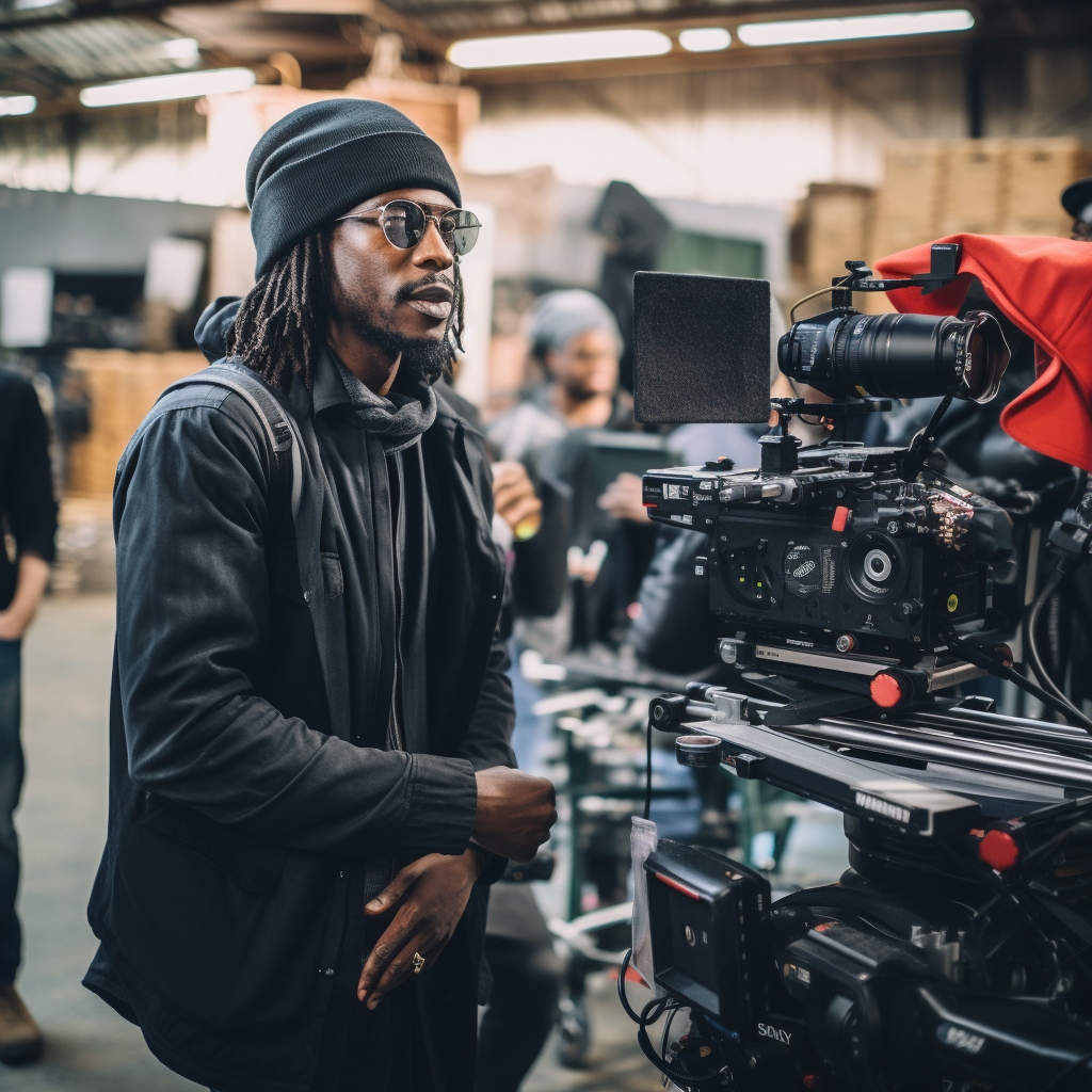 Black film director on set