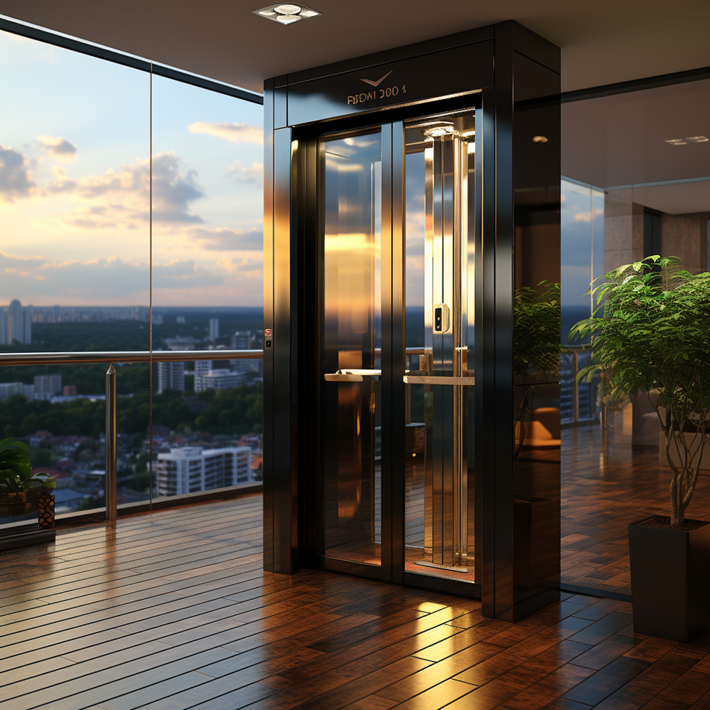 Black Flip Door Elevator India Natural Lighting