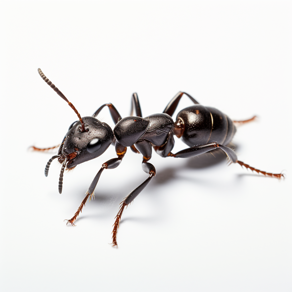 Black Garden Ant on White Background