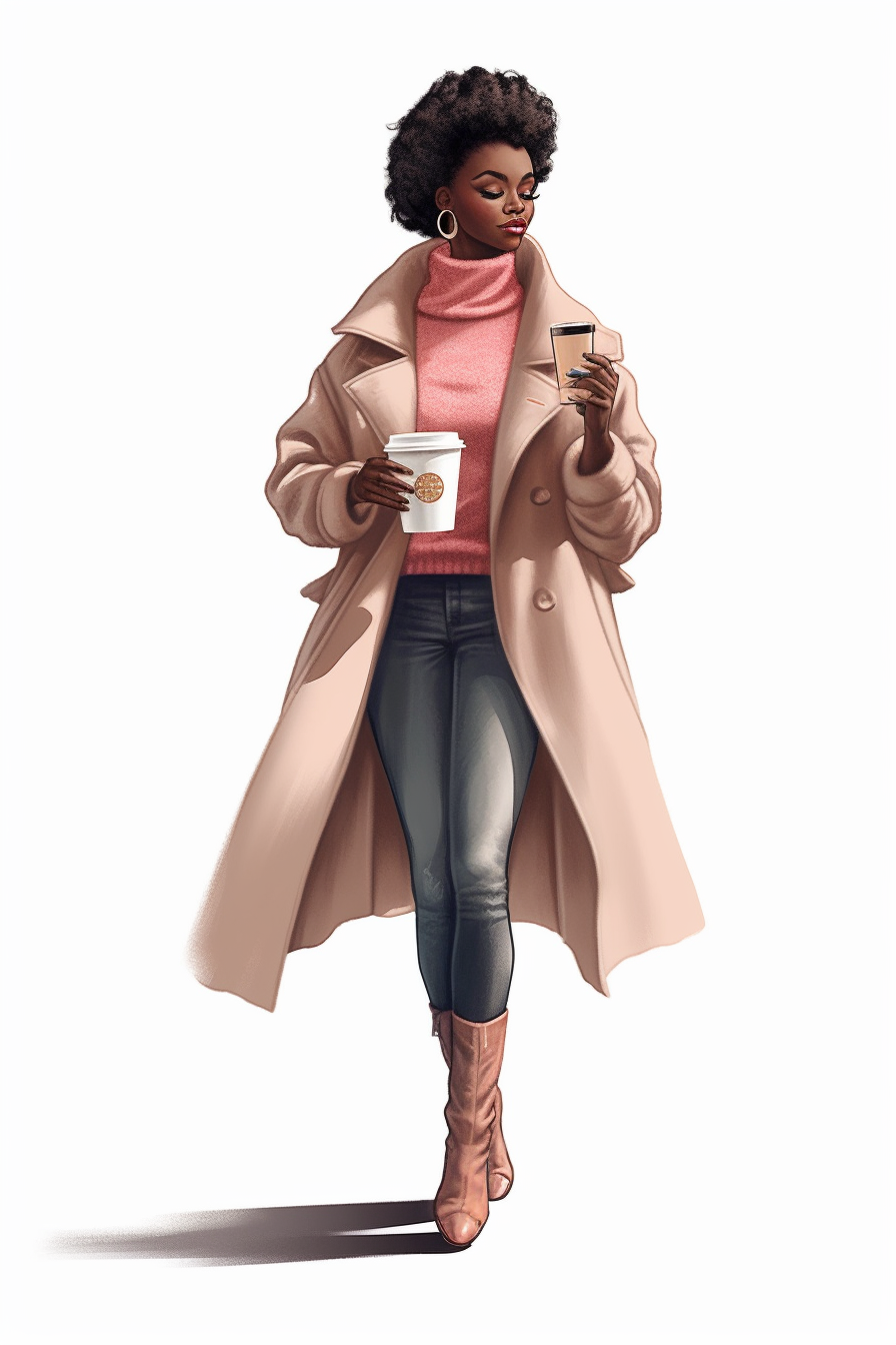 Stylish black girl in winter fashion