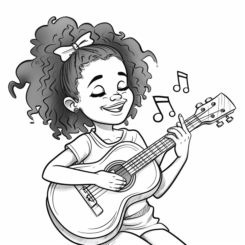 Young black girl playing music