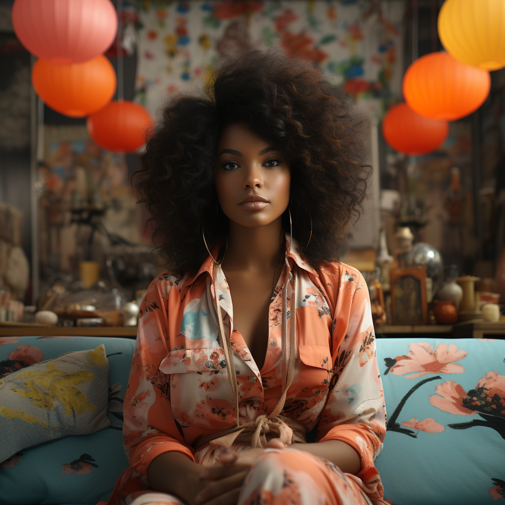 Black girl sitting on couch