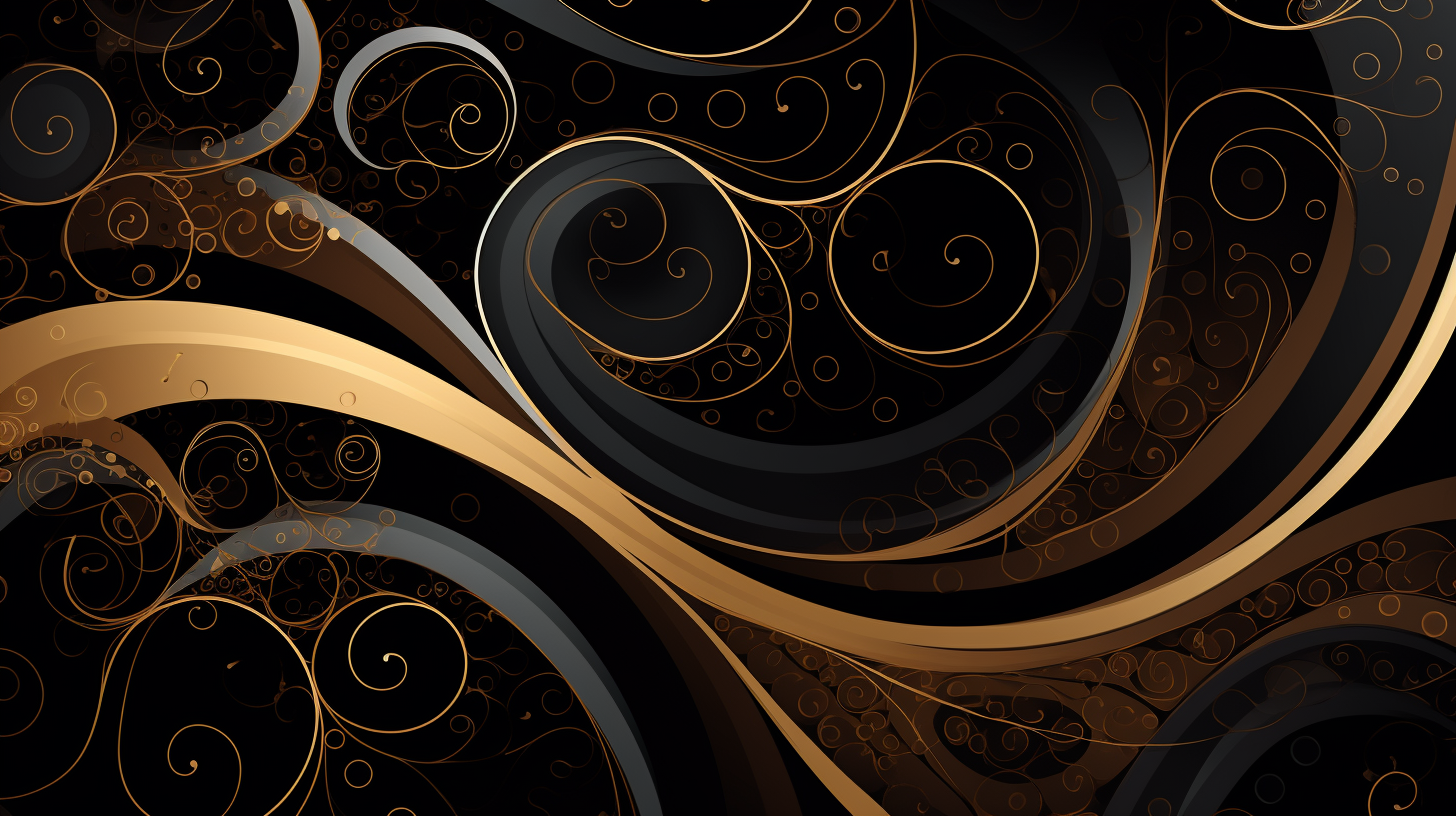 Elegant black, gold, and brown swirly pattern