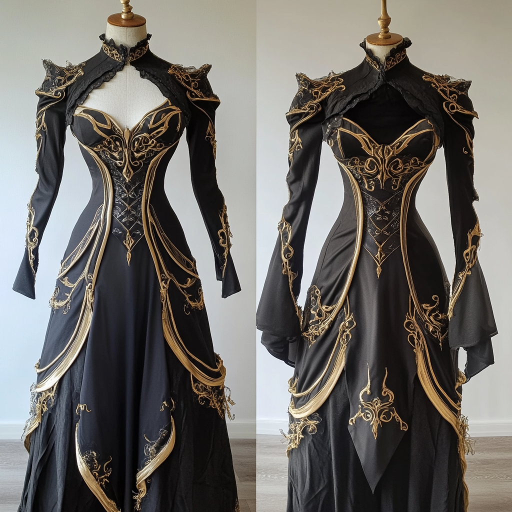 black gold dress mannequin style