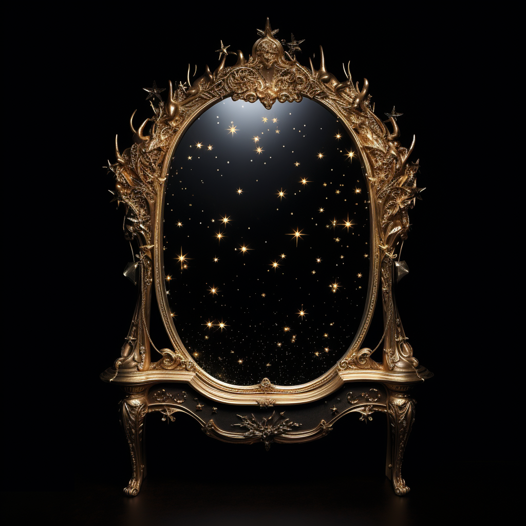 Stylish black and gold vanity mirror with stars