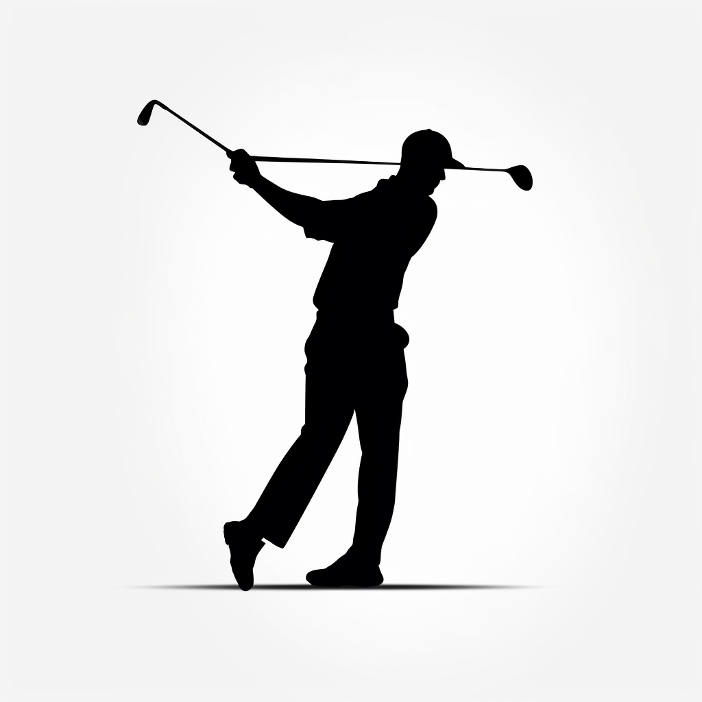 Golf Swing Silhouette White Background