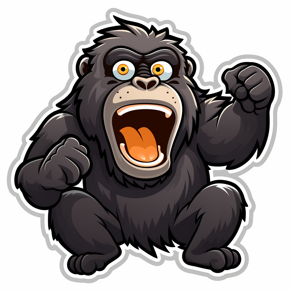 Excited black gorilla sticker in soft colors