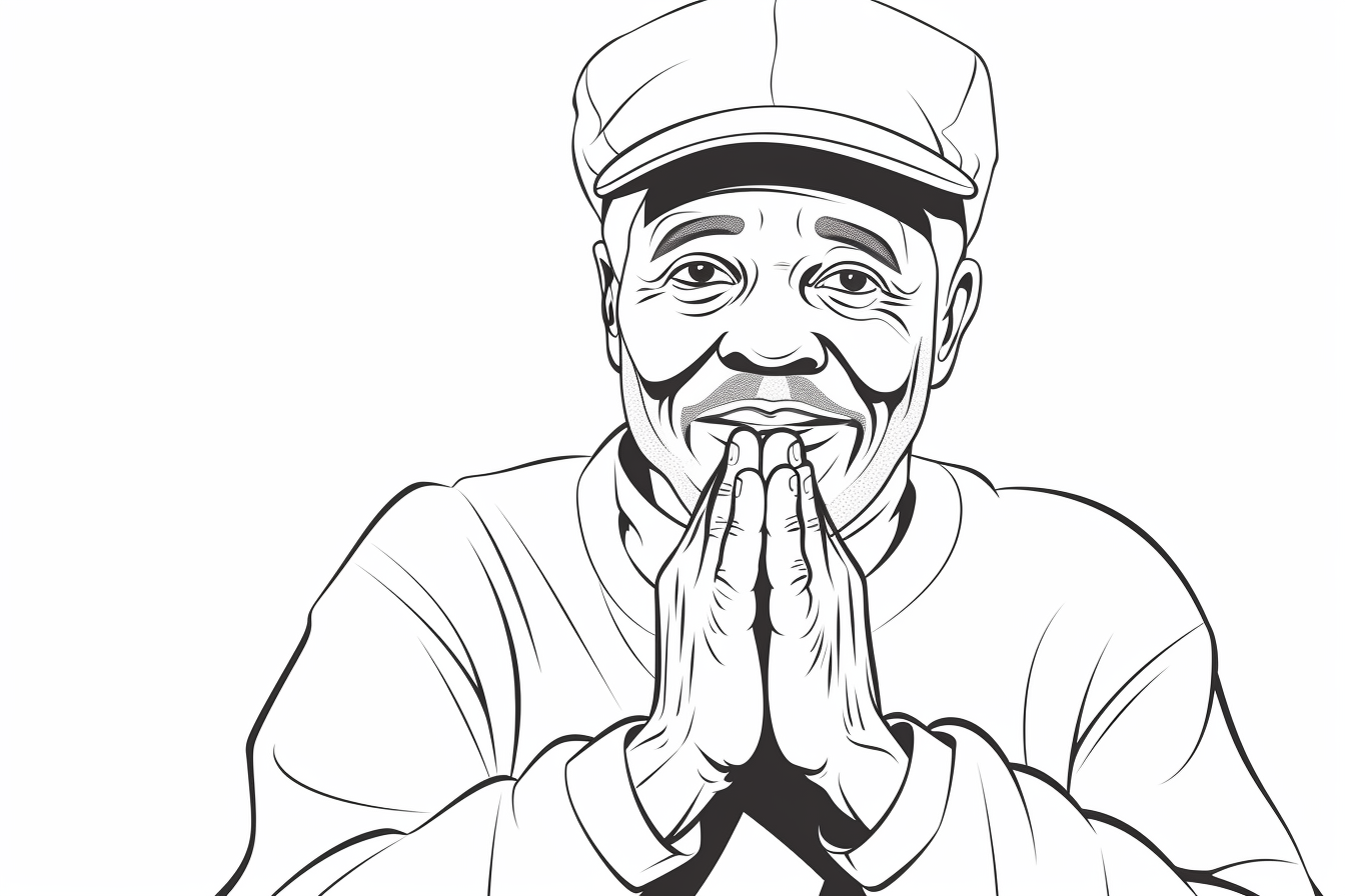 Black Grandfather Coloring Page Hand