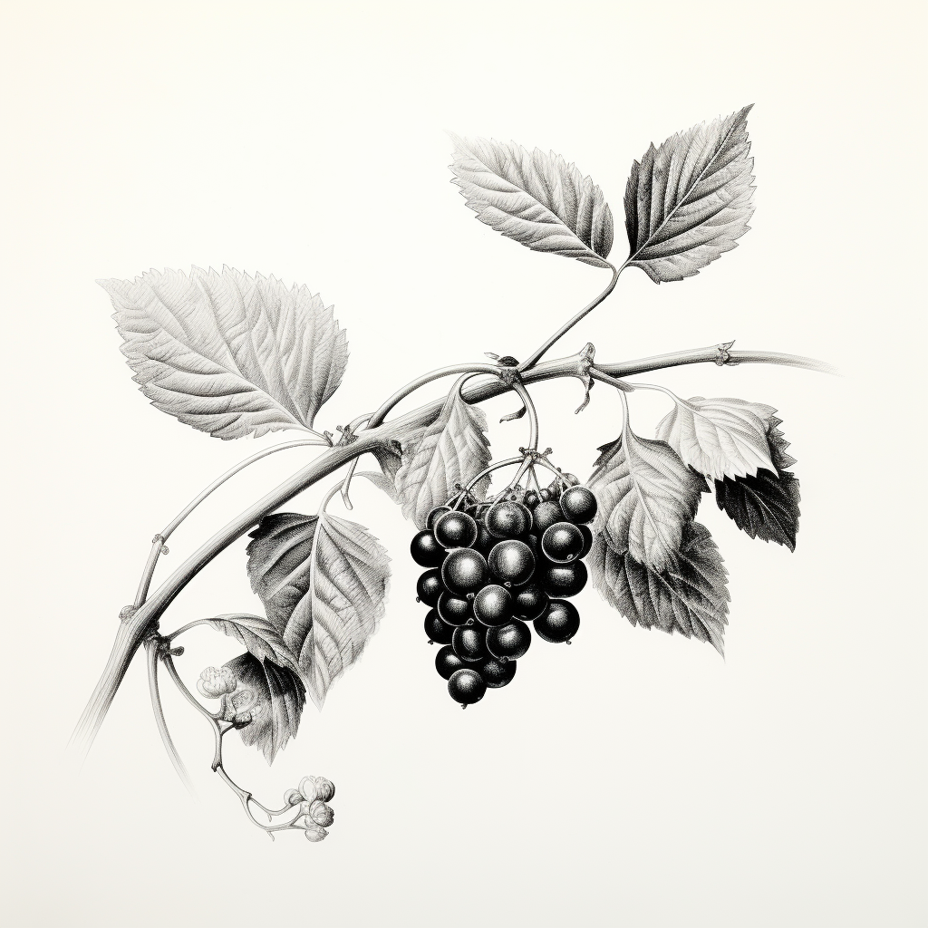 Beautiful black and gray mulberry branch drawing