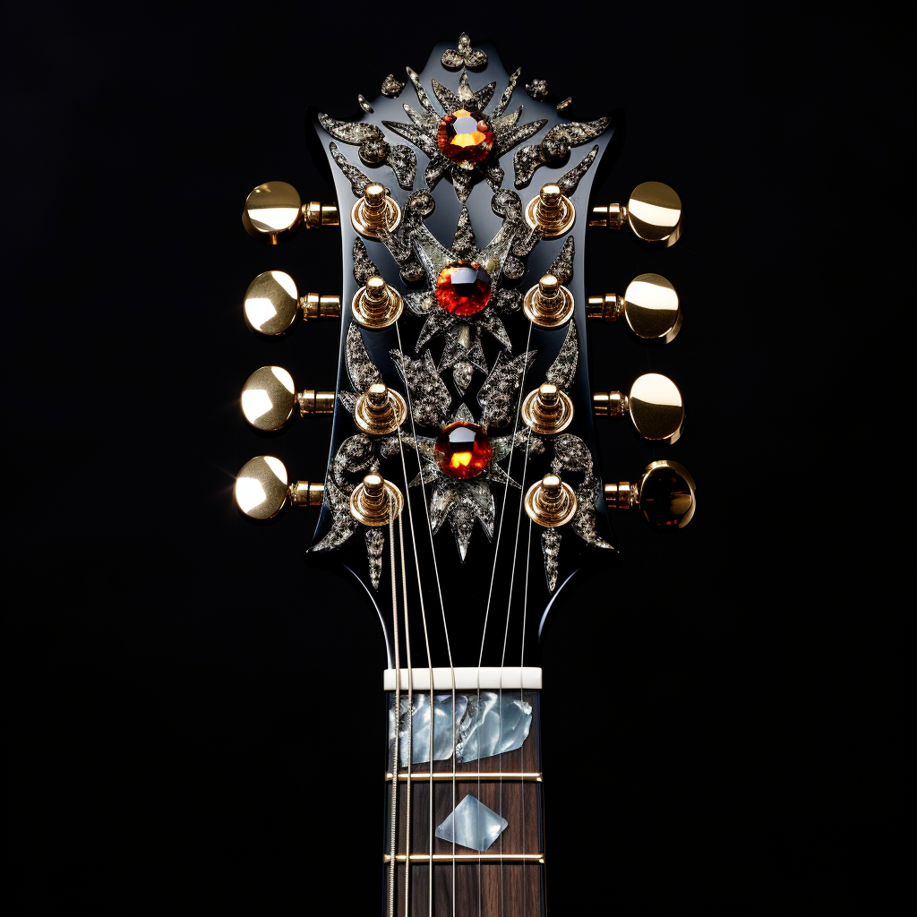 Stunning guitar head with diamond tuning pegs