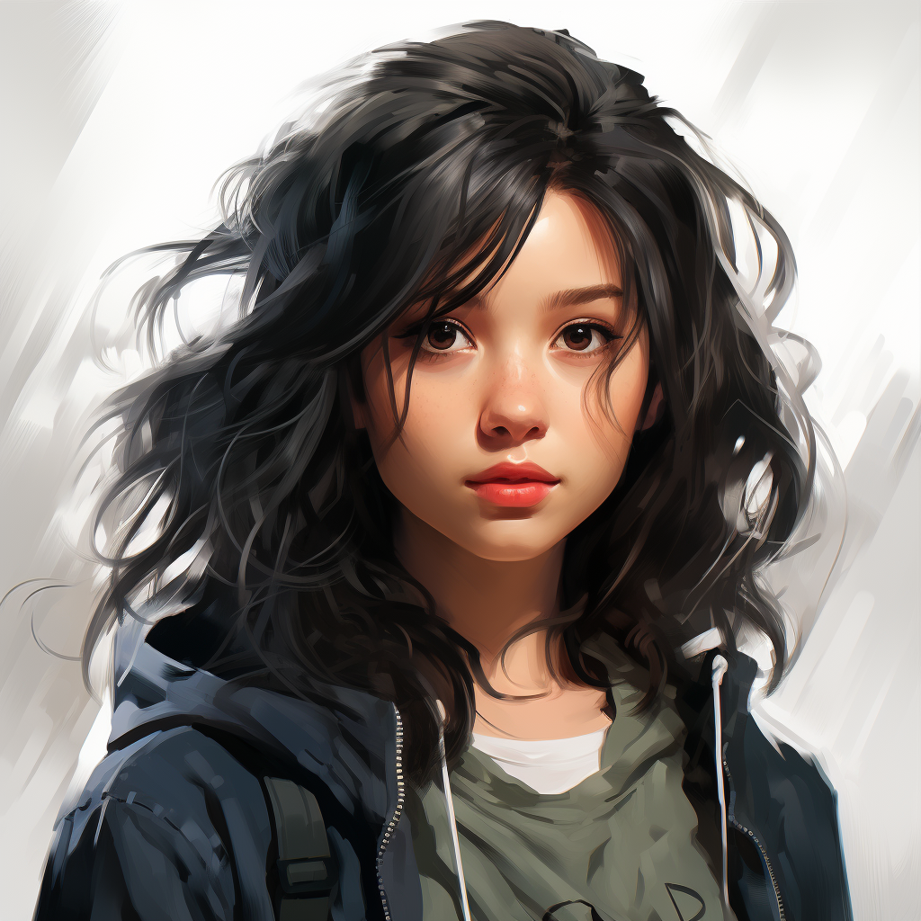 Black hair girl character