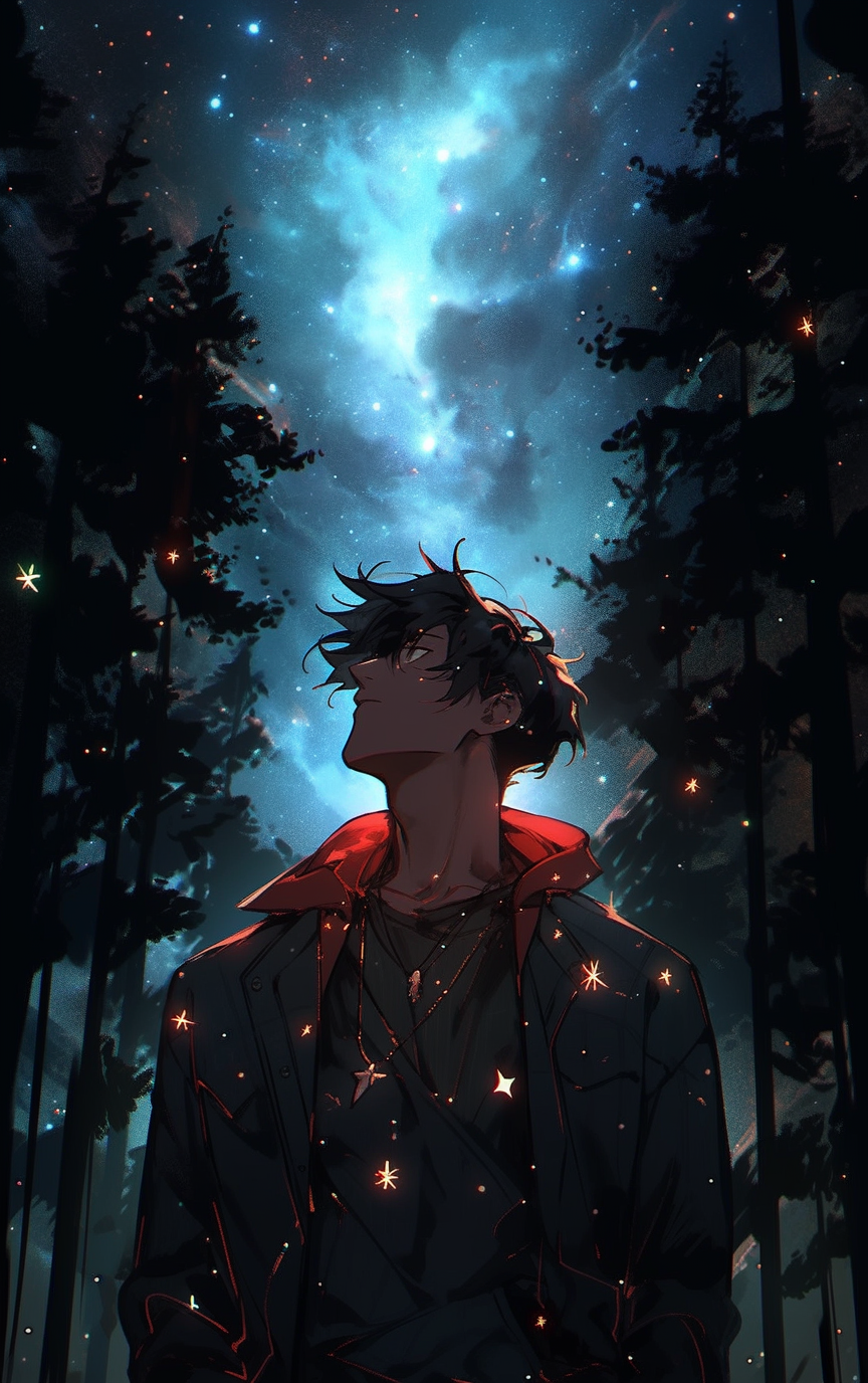 18-year-old man in the enchanting forest