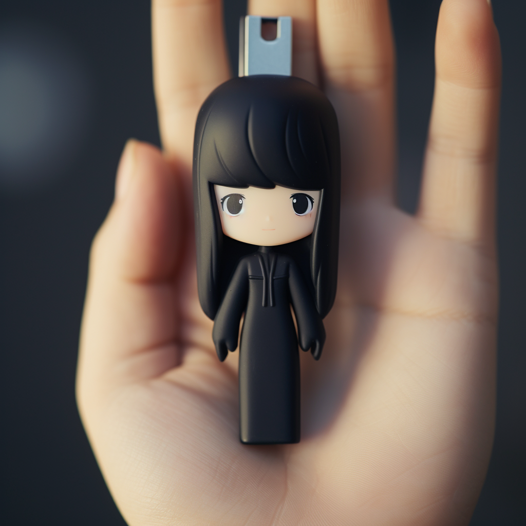 Black hand holding USB drive