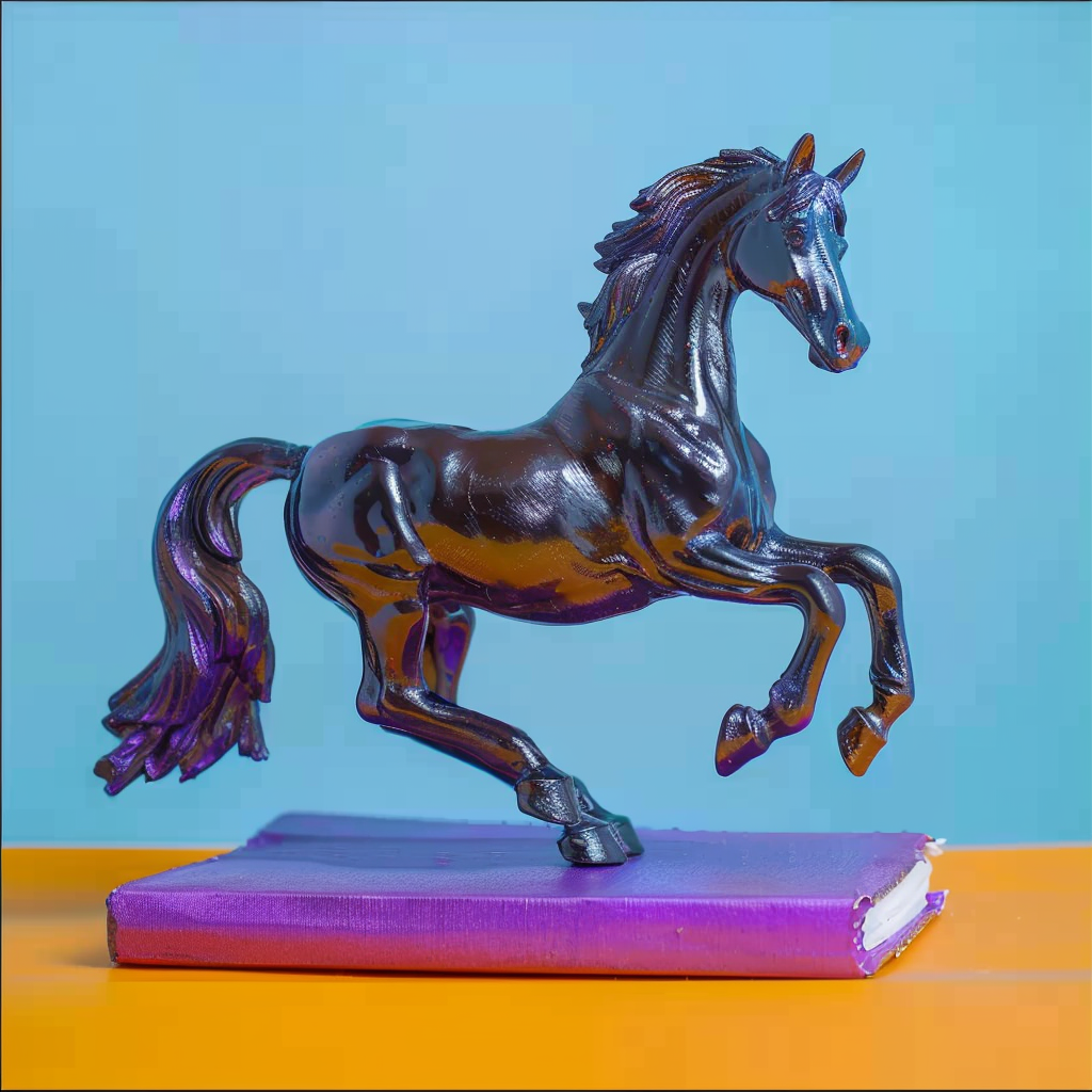 Toy black horse running book