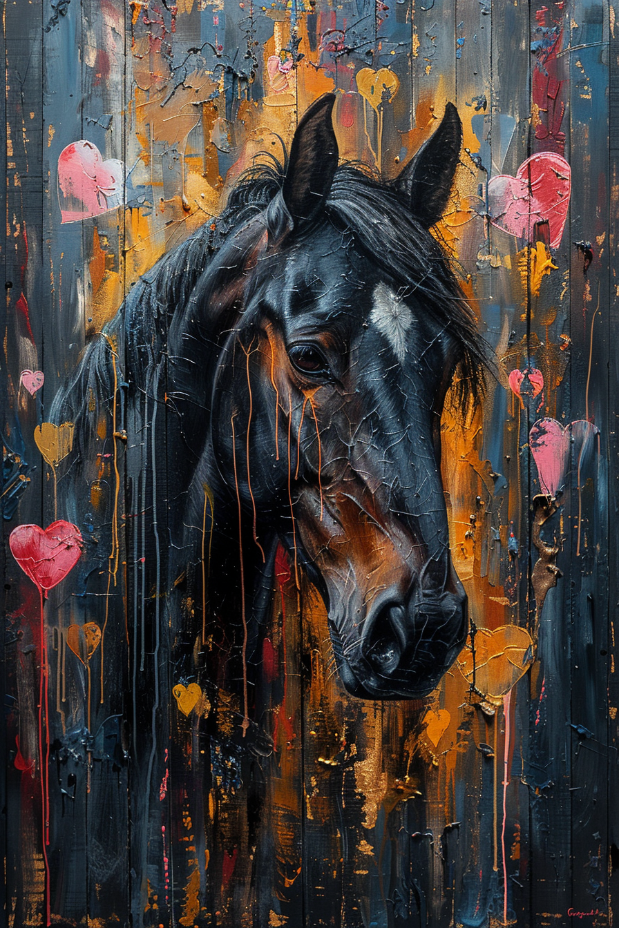 Black horses and rainbow hearts