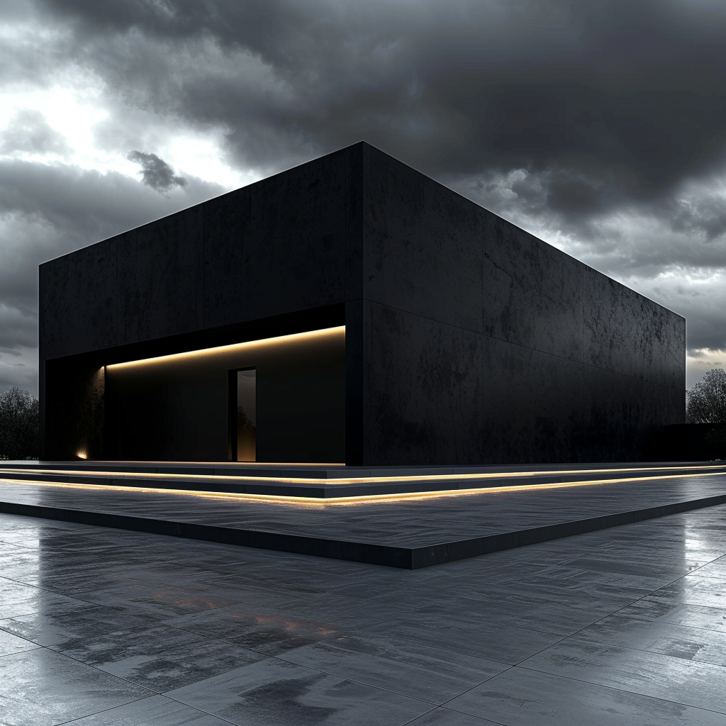 Black house with dark lighting