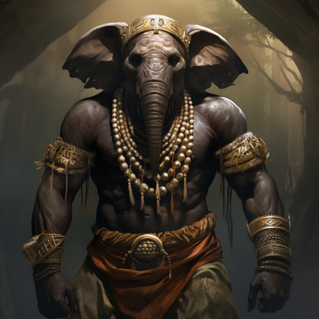 Black Human Elephant Druid in Loincloth