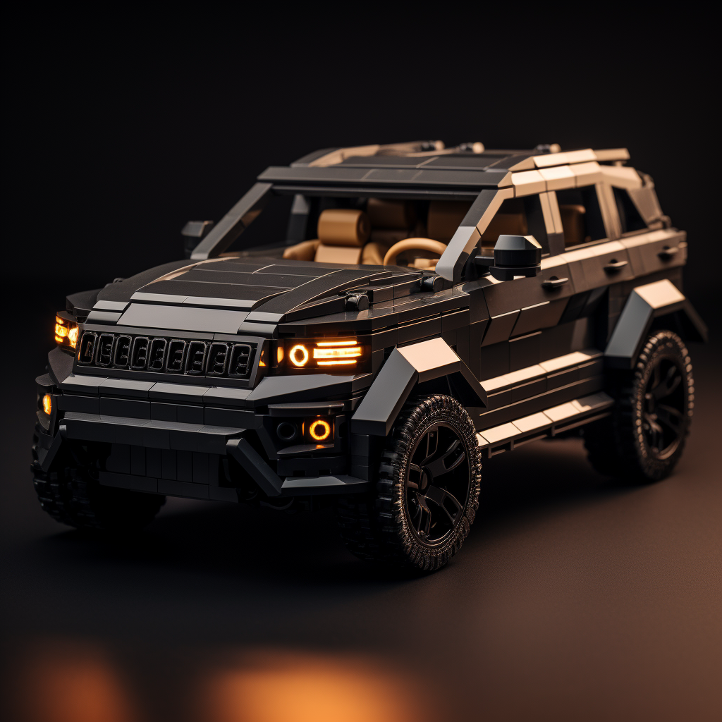 Realistic black Jeep Grand Cherokee Lego car