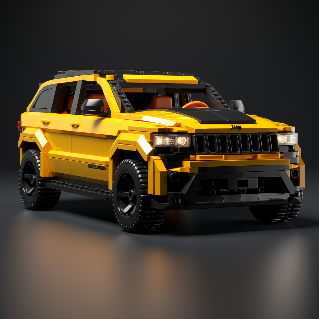 Realistic black Jeep with yellow Hellcat decal