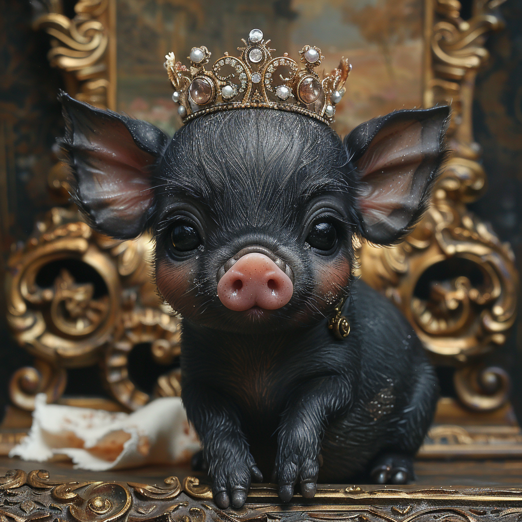 Cute black king baby pig