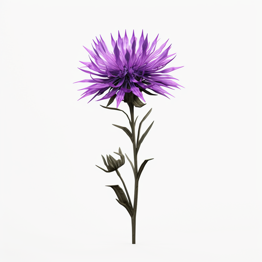 Black Knapweed Flower in Cartoon Style