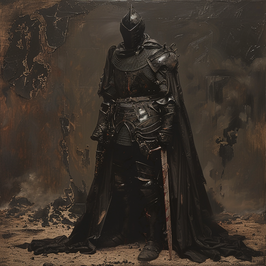 Dark knight in medieval armor