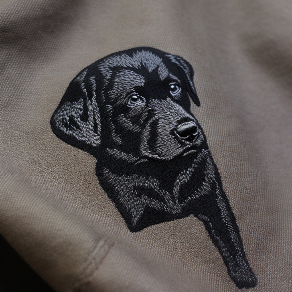 Minimal black Labrador Retriever logo for polo shirt