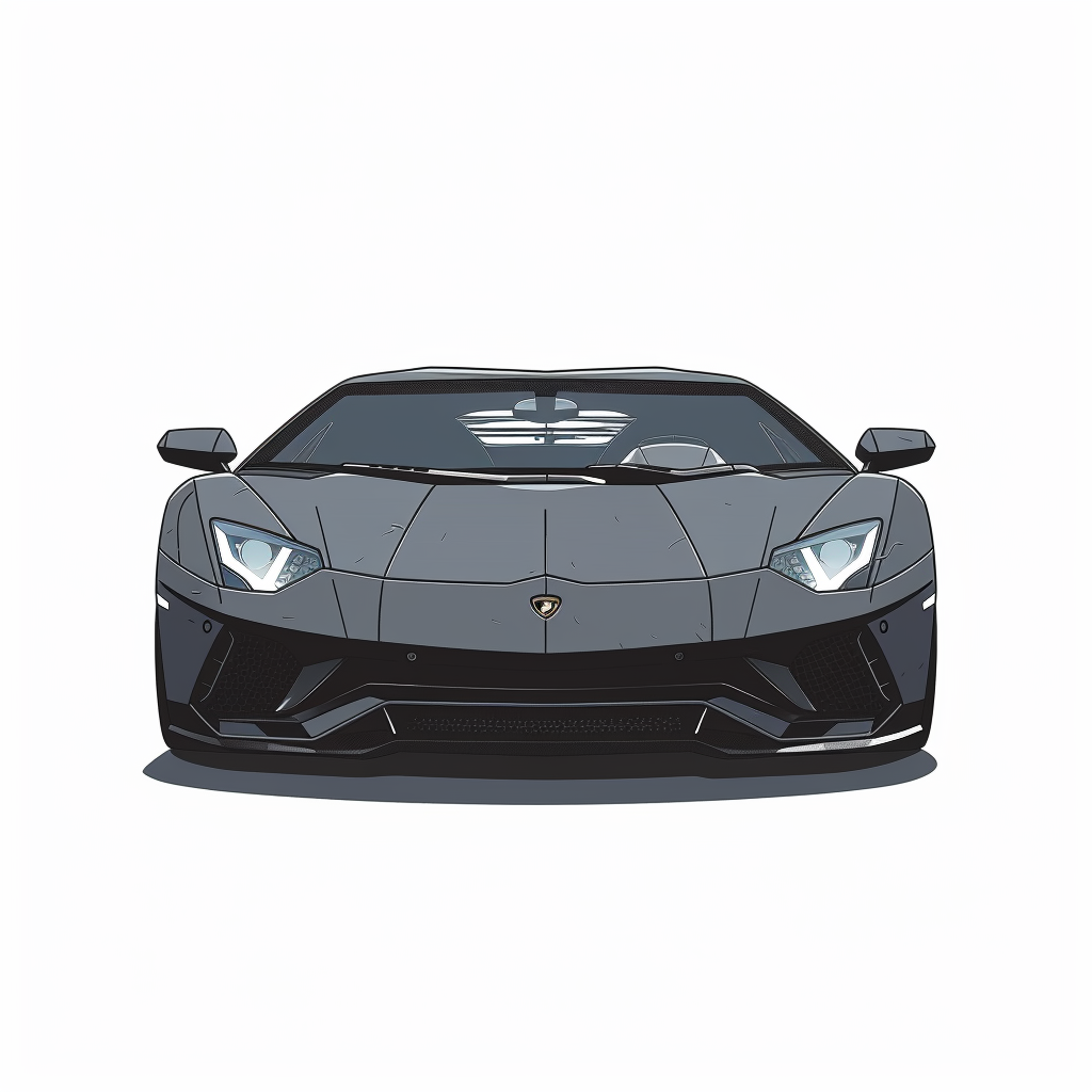 cartoon black Lamborghini white background