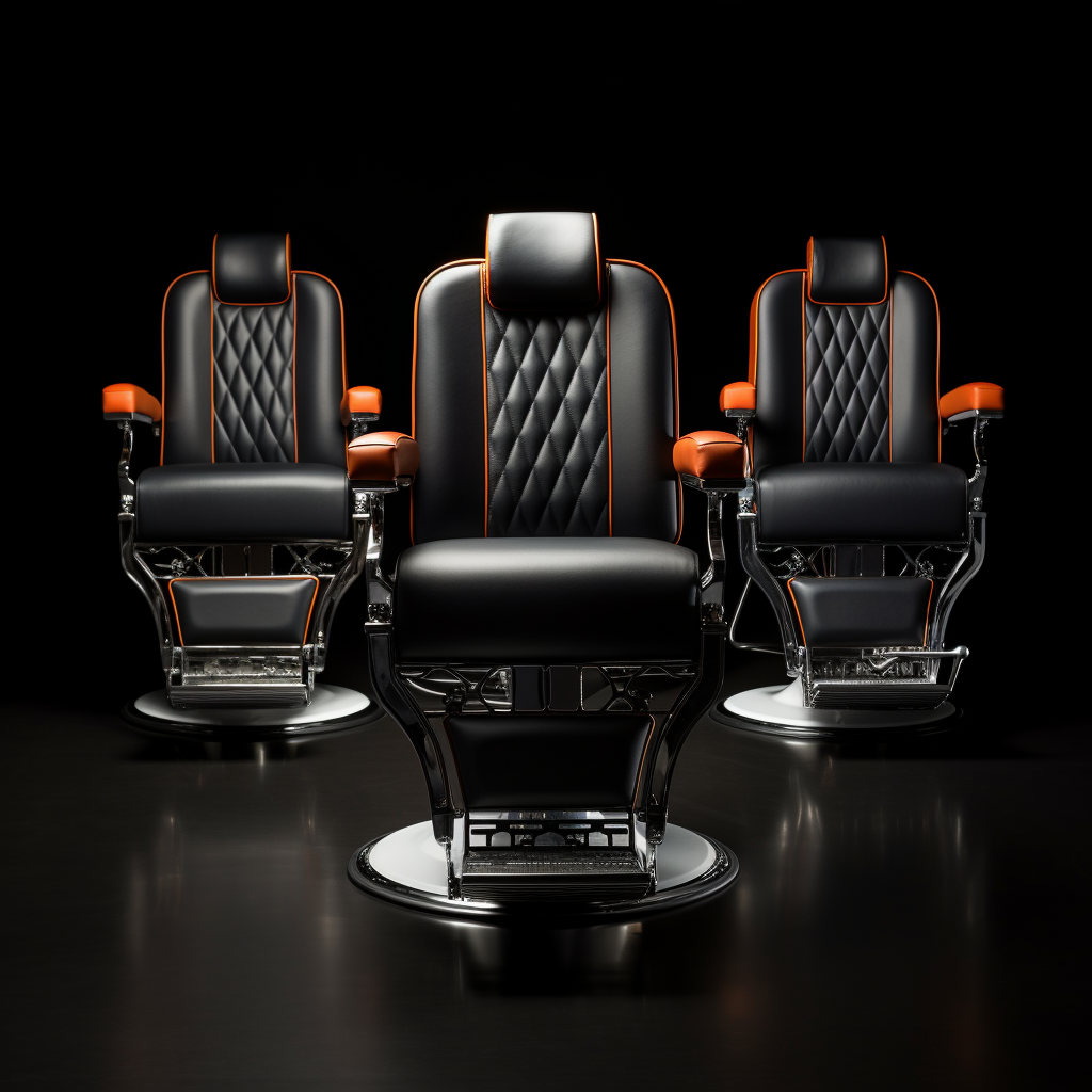 Black leather barber chairs with #A6CE39 color leather elements