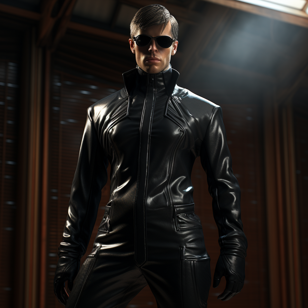 Stylish black leather suit with natural features