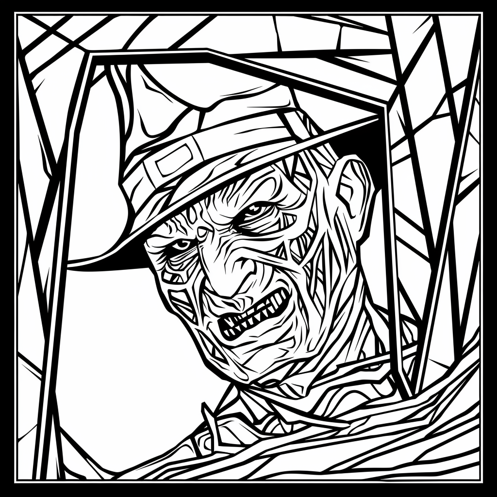 Adult Coloring Stain Glass Freddy