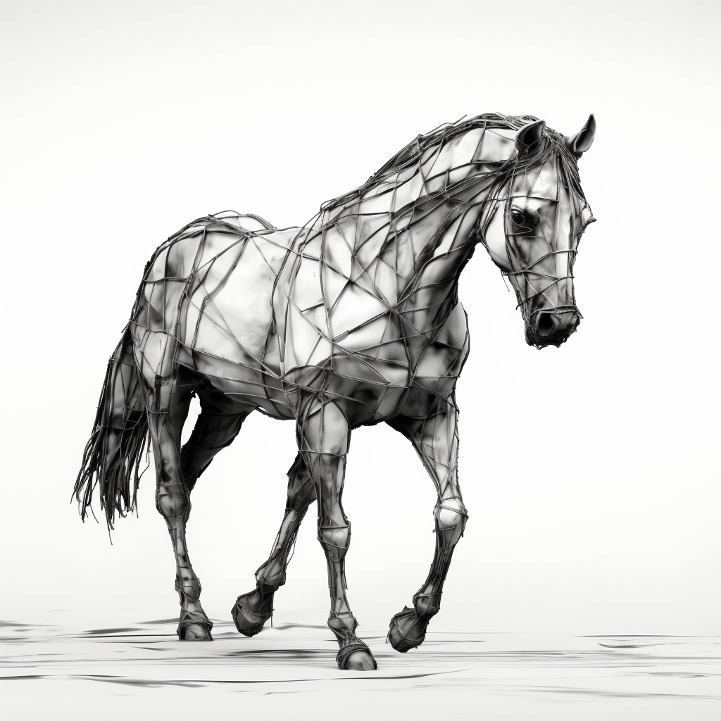 Black Line Drawing Horse White Background